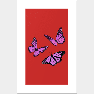 Beautiful pink butterfly illustrations Posters and Art